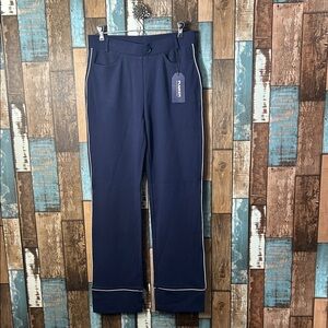 Navy Blue Pants with White Trim